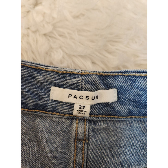 PacSun Women's Light Blue High Rise Cotton Distressed Straight Leg Jeans Size 27 - Picture 3 of 7